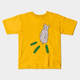 Funny Cat And Cucumber Meme Kids T-Shirt